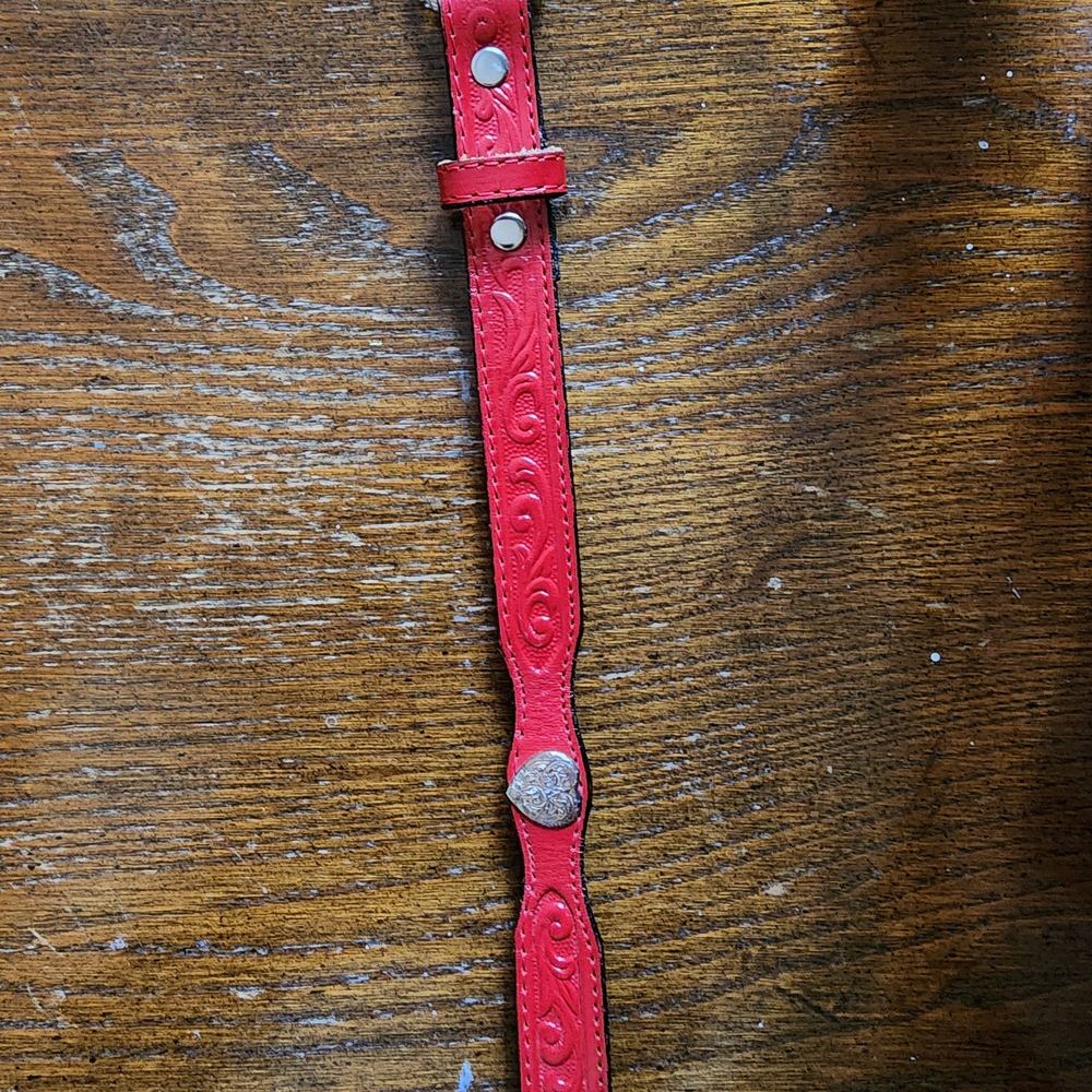 Red Tooled Leather Belt